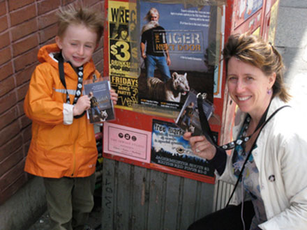 Camilla Calamandrei and poster promoting the world premier of the documentary film "The Tiger Next Door" at Hot Docs International Documentary Film Festival in Toronto, Canada.